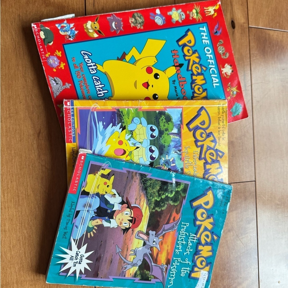 Vintage Pokemon Kids Book Set - Red, Yellow, Blue Covers